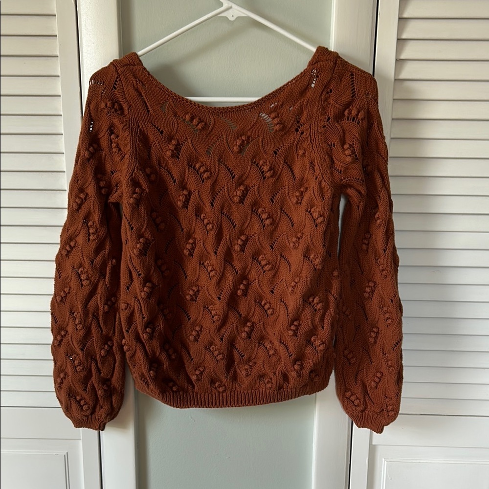 Sezane open-knit sweater, in rust